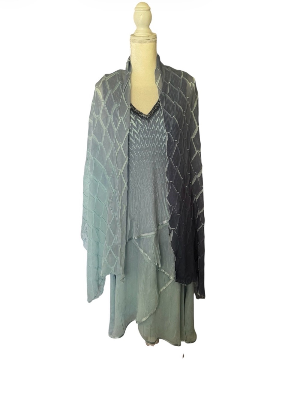 Komarov Ombre Gray to Charcoal Knit Shawl